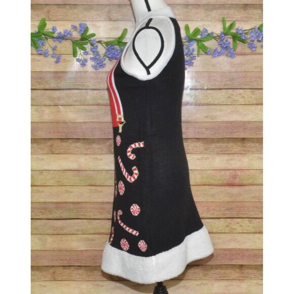 No Boundaries Candy Canes Sleeveless Christmas Sweater Dress Size M 7-9 Holiday - Picture 5 of 9